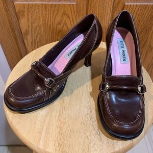 Steve Madden Horsebit Leather Heels, 5 1/2B, Brown